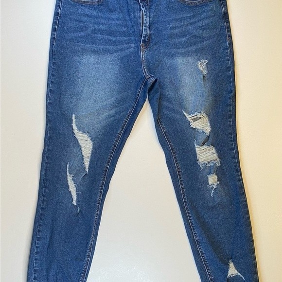 Resfeber Los Angeles Boyfriend Distressed Sz 16 Denim Blue Jeans Raw Hem Casual - Picture 3 of 7